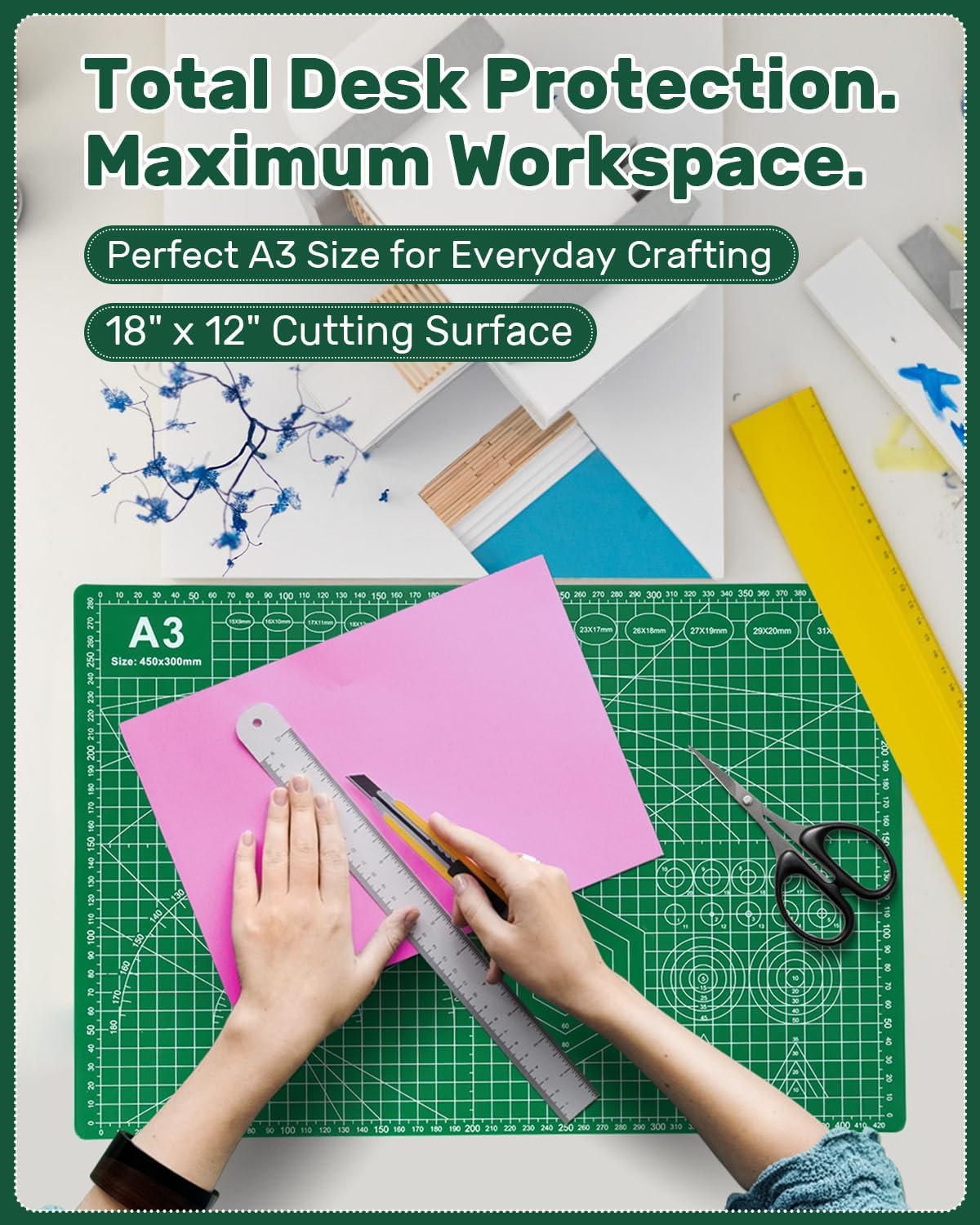 Self Healing Cutting Mat, 17" x 23", Double-Sided Rotary Cutting Mat for Sewing, Quilting, Scrapbooking & Craft, Large Craft Cutting Board for Hobby Use(A2)