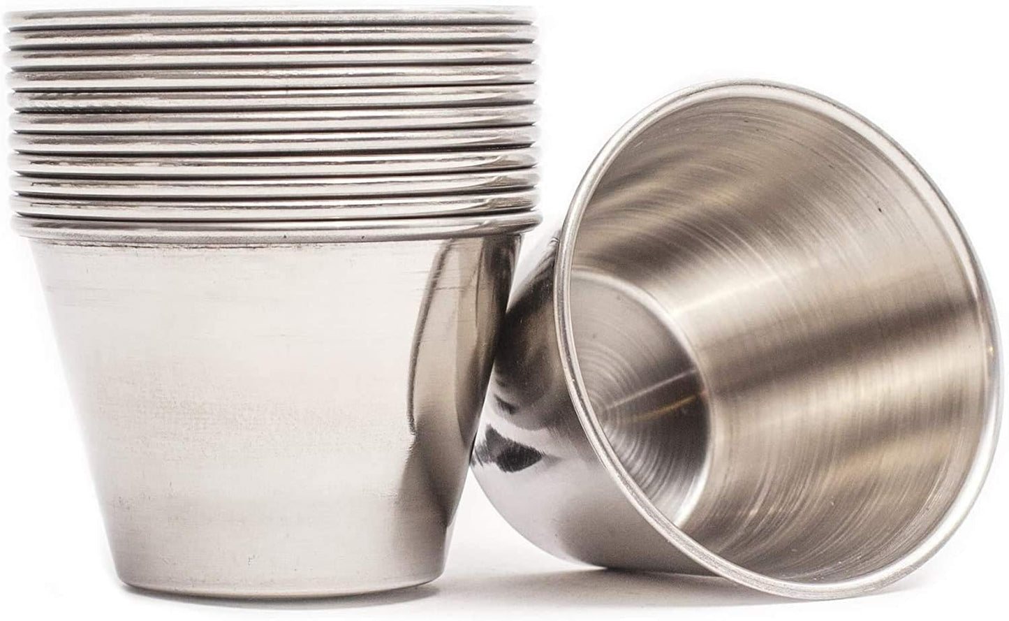 Ramekins Stainless Steel Condiment Sauce Cups, Metal Ramekins, Commercial Grade, Multifunctional, Ideal for All Hot and Cold Sauces, Individual Portion Cups (12, 1.5 oz)