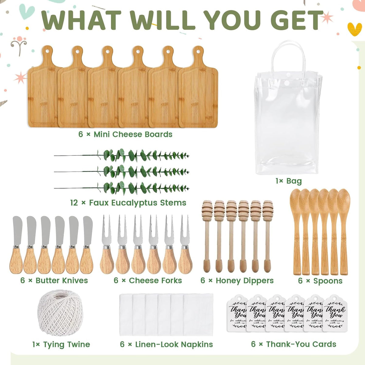 6 Sets Baby Shower Game Prizes Mini Charcuterie Boards Bridal Shower Prizes (6 Sets)