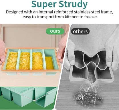Silicone Freezer Tray for Sauce Cube: GGOW Silicone Freezing Tray for Broth Soup Storage - Freeze 250mL 125mL Souped Portion