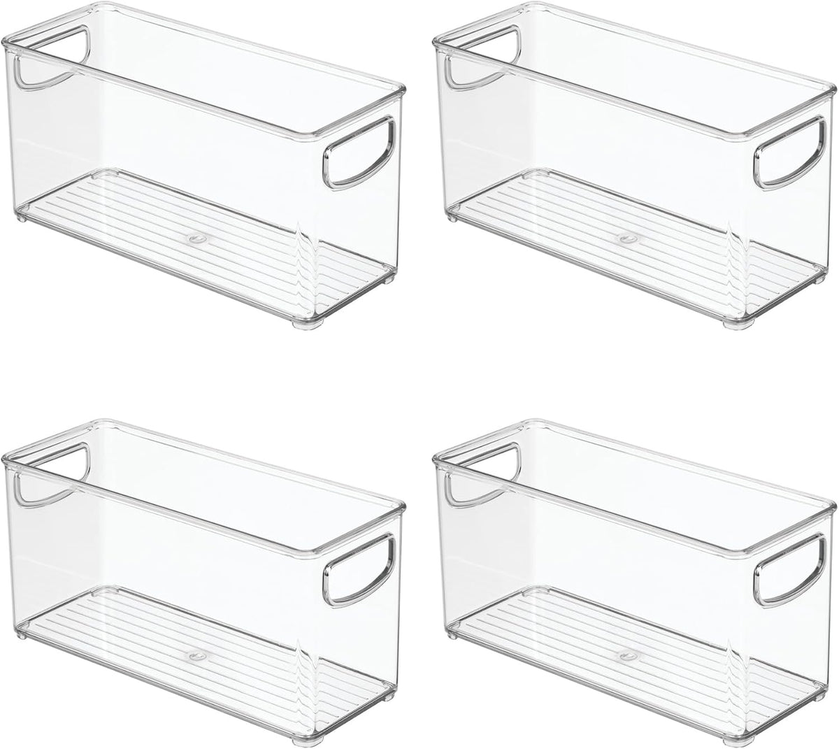 iDesign Plastic Stackable Pantry Bin, Set of 2, Clear | Storage Bin with Handles, For Cabinets or Fridge