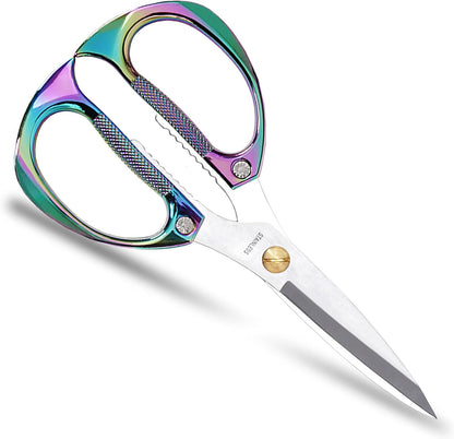 7.5in Stainless Steel Kitchen Scissors, Heavy Duty Shears for Chicken, Meat, Food, Vegetables, BBQ (Silver)