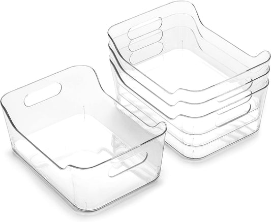 BINO | Plastic Organizer Bins, Large - 4 Pack | The SOHO Collection | Multi-Use | Pantry & Freezer Organizer Bins | Plastic Storage Containers for Home & Kitchen Org