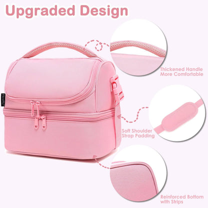 FlowFly Kids Double Decker Cooler Insulated Lunch Bag Large Tote for Boys, Girls, Men, Women, With Adjustable Strap, Unicorn