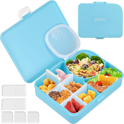 JOOPETALK Kids Snackle Lunch Box with Leak-Proof Snack Container, 8 Compartments with Detachable Dividers, BPA-Free, Dishwasher Safe – Bento Box for School & Travel(Blue)