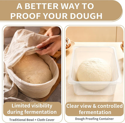 2 Pack 6L Stackable Pizza Dough Proofing Container with Lid