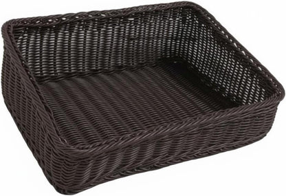 Slanted Opening Display Basket Easy to Clean Angled Woven Basket Wicker Storage Bin for Supermarket, Kitchen Countertop, Brown H 50-30-8-14