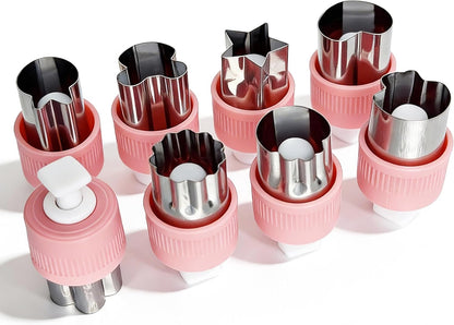 Vegetable Cutters Shapes for Kids 8 PCS Stainless Steel Set | Push-Out Ejector, Food Grade, Baking & Bento Box, Sandwich & Lunchbox Fun, Crafts