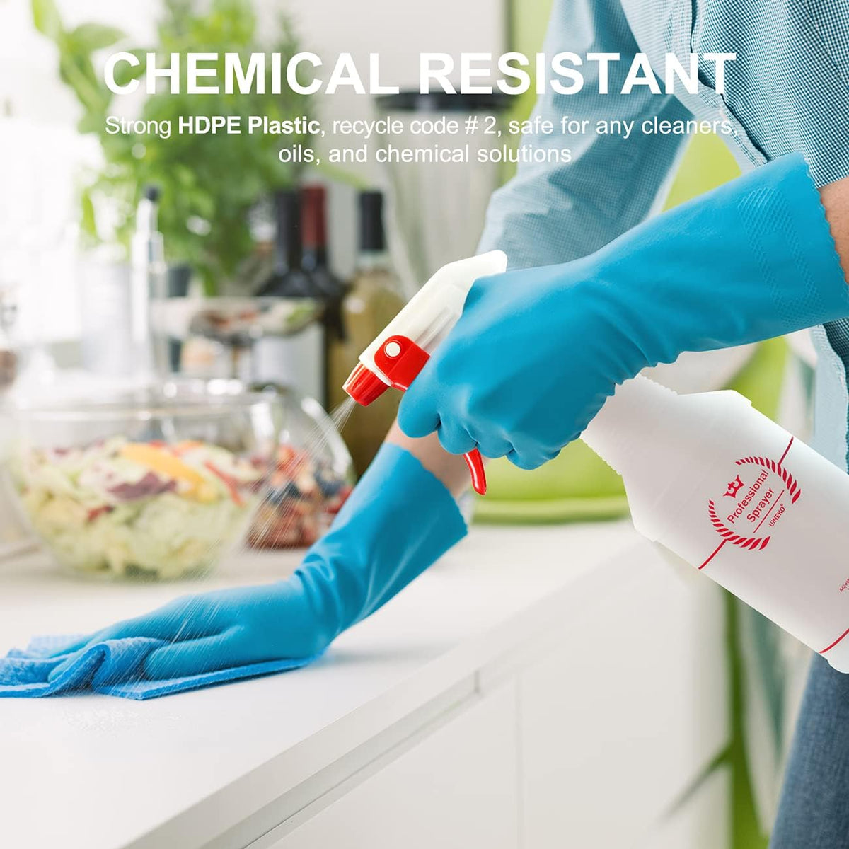 Uineko Empty Spray Bottles, Heavy Duty Sprayer, Mist & Stream, 4 Pack 24 Oz
