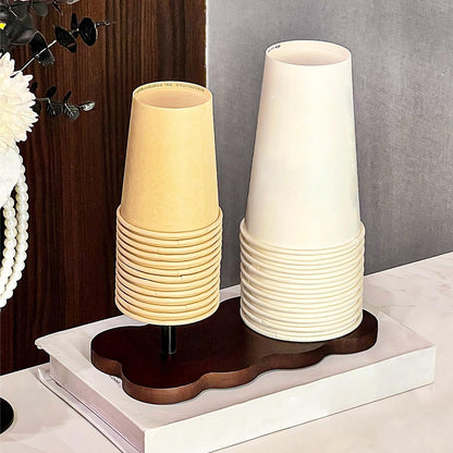 Wood Disposable Cup Dispenser for Countertop | Stylish Bathroom Cup Holder - Perfect for Plastic Mouthwash Cup Storage Organizer,Coffee Paper Cups and Kitchen,Take Out Cup Carriers for Party