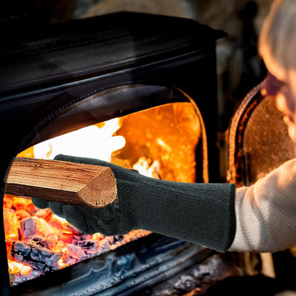 UBeesize Lengthen BBQ Gloves (Phoenix), 1472°F Heat Resistant Grill Glove, 14 inch Fireproof Oven Gloves for Cooking, Non-Slip Fire Glove for Grilling, Barbecue, Smoker, Baking, Frying
