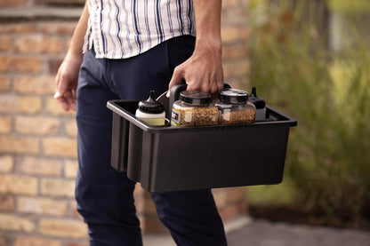 Weber Works Caddy with Tray Lid – Portable Grill Prep & Storage Organizer for Sauces, Seasonings & Tools