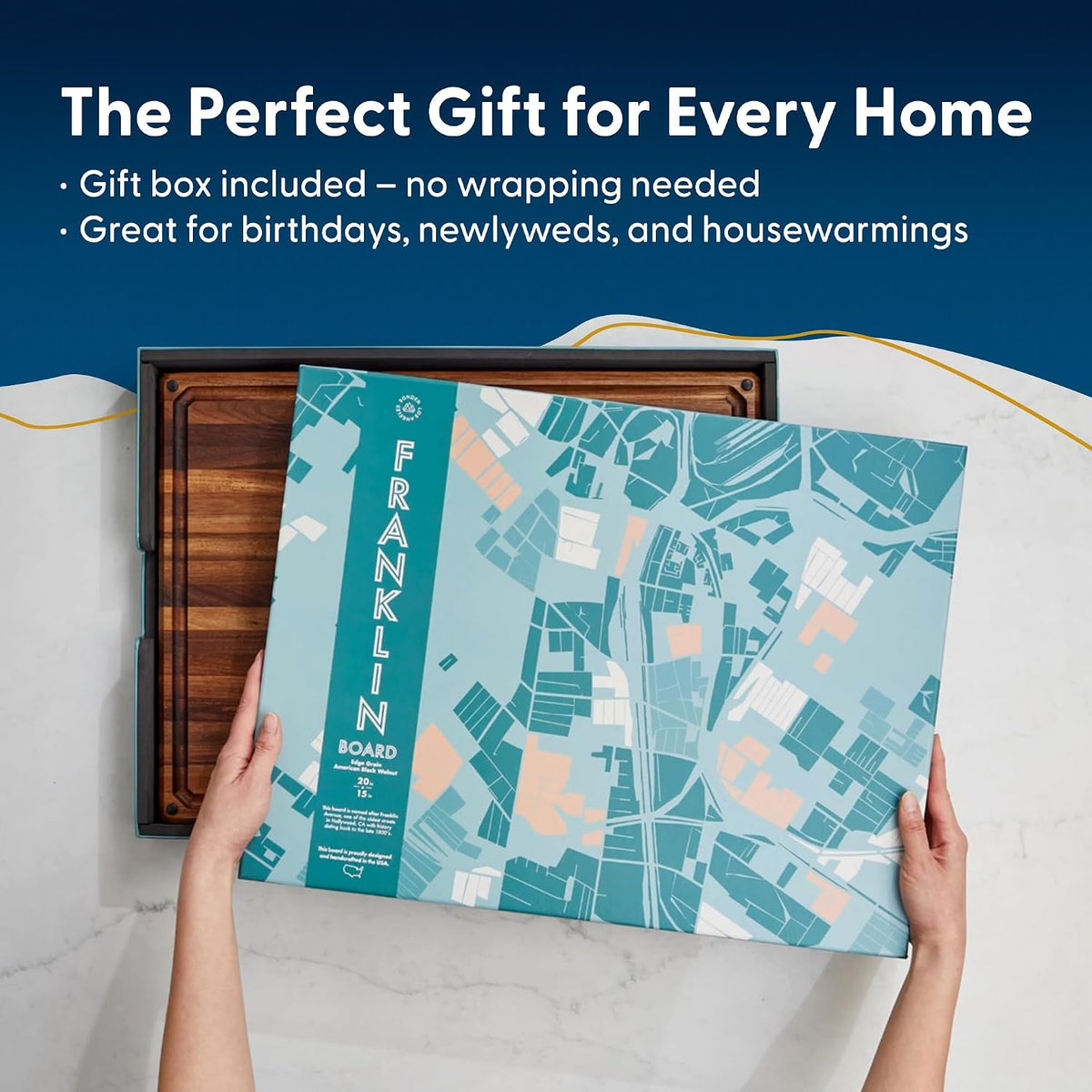 Sonder Los Angeles Doheny Wood Cutting Board Set | Acacia Edge Grain Cutting Board for Kitchen with Juice Groove | Perfect for Compact Daily Use | Gift Box Included | 14x10x1 in & 12x8x1 in