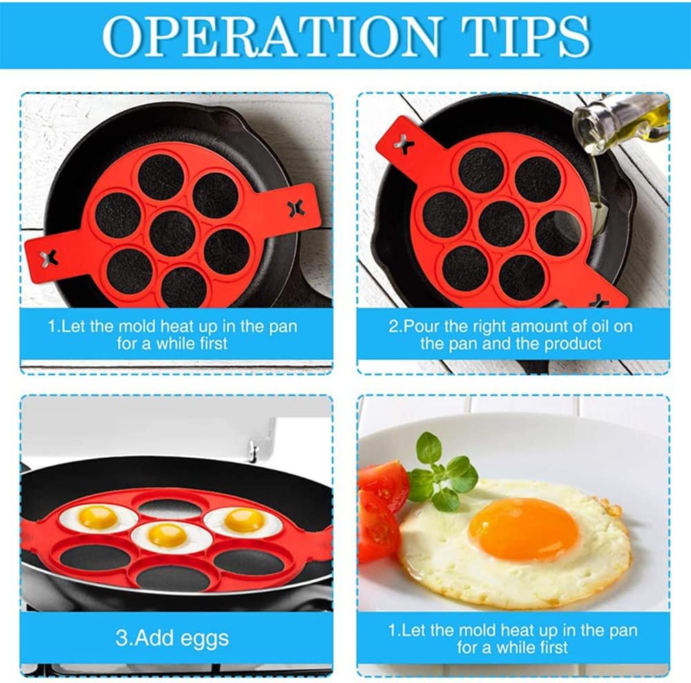 Nonstick Pancake Molds Ring Silicone Fried Egg Mould Reusable Pancake Maker Egg Ring Kitchen Cooking Baking Tools (Round Shape)
