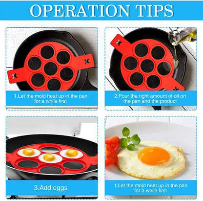 Nonstick Pancake Molds Ring Silicone Fried Egg Mould Reusable Pancake Maker Egg Ring Kitchen Cooking Baking Tools (Round Shape)