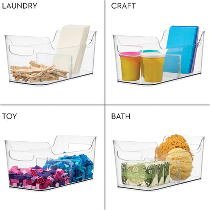 iDesign Divided Fridge Organizer Bin with Handles - Refrigerator or Freezer Bin - Clear