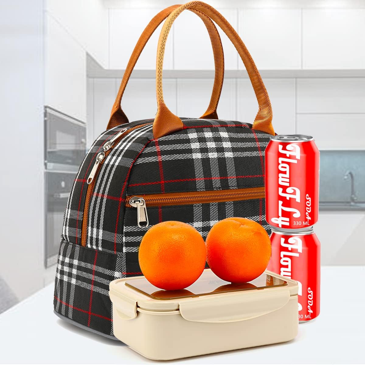 FlowFly Insulated Lunch Cooler Bag - Tote Bag Organizer for Women/Men, Black - Colors B