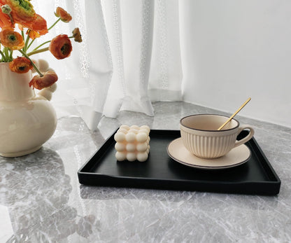 White Serving Tray (13.5 x 9.6 inch) for Serving Accessory, Elegant & Stackable Plastic Tray for Spa, Coffee, Drinks, Tea, Bar, Party, Seasoning, Perfume and Display Use.