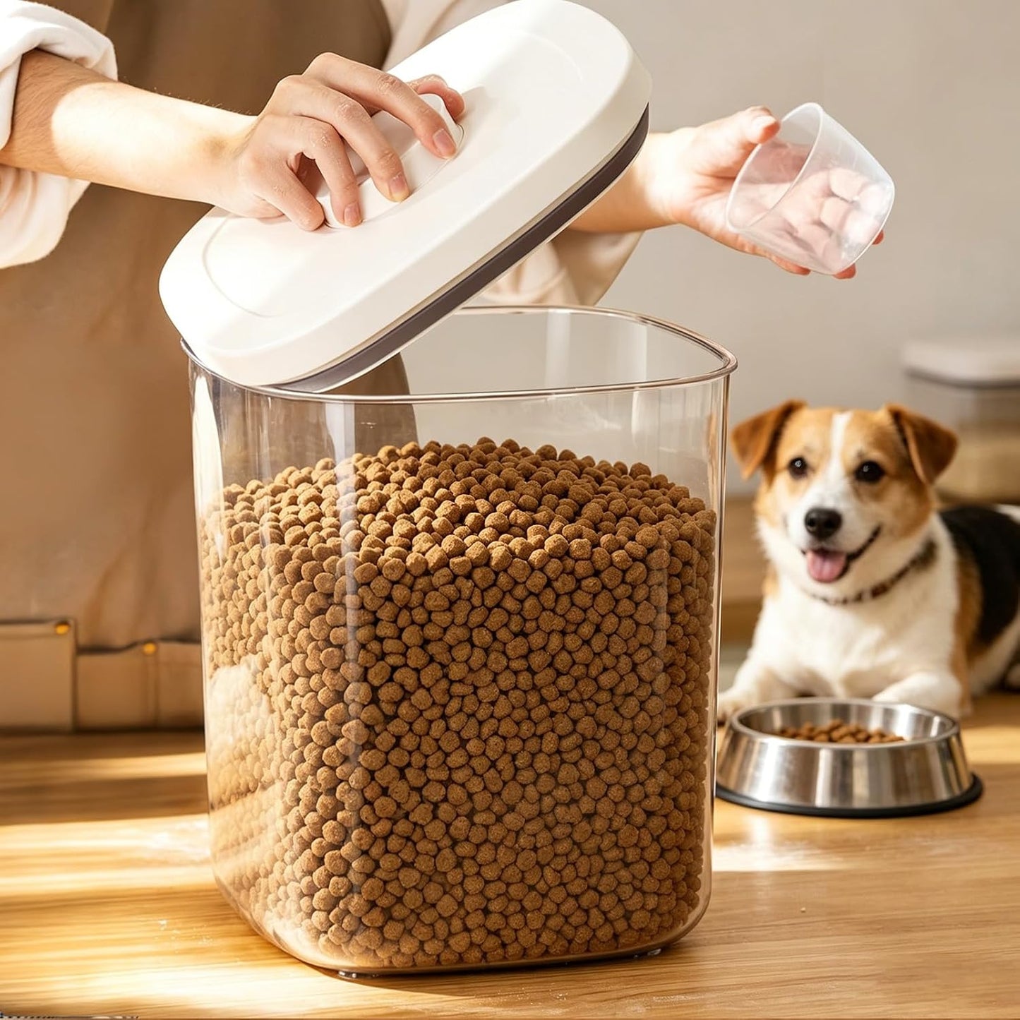 TBMax Dog Cat Food Storage Container 12Lbs with Airtight Flip-up Lid, Large Pet Food Dog Treat Container with Scoop, Airtight Food Storage Bin for Kitchen Organization