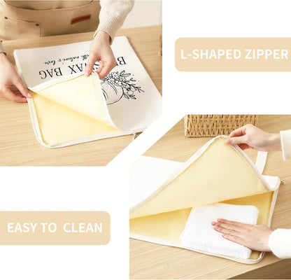 Wide Zipper Access Cotton &Beeswax Bags for Homemade Bread 2 Pack XL Reusable Beeswax Bread Bags for Homemade Bread Freezer Organic Cotton Food Storage Bags to Keep Fresh