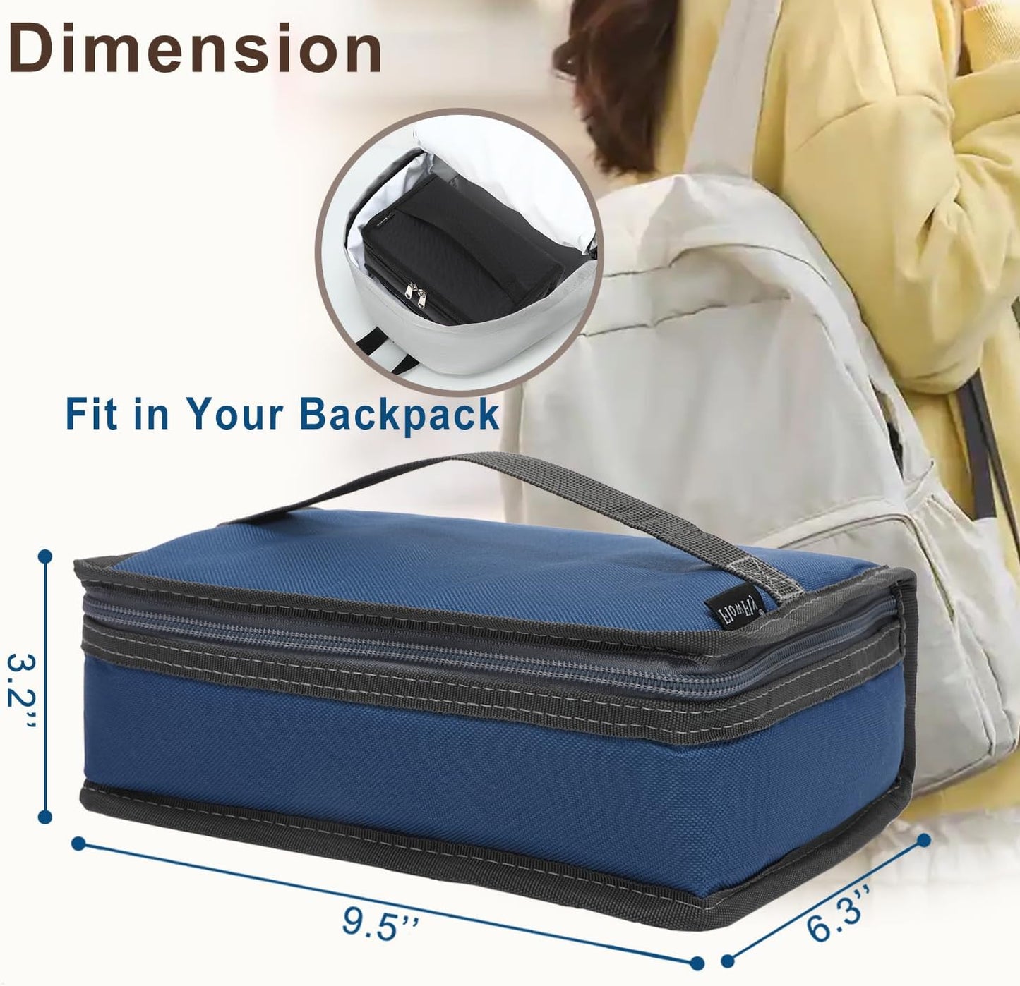 FlowFly Small Insulated Lunch box Portable Soft Bag Mini Cooler Thermal Meal Tote Kit with Handle for Work & School, Black