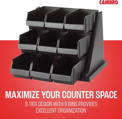 Cambro Versa - Self Serve Condiment and Utensil Bin - 12 Storage Bins - Ideal for food and coffee condiments (Black)