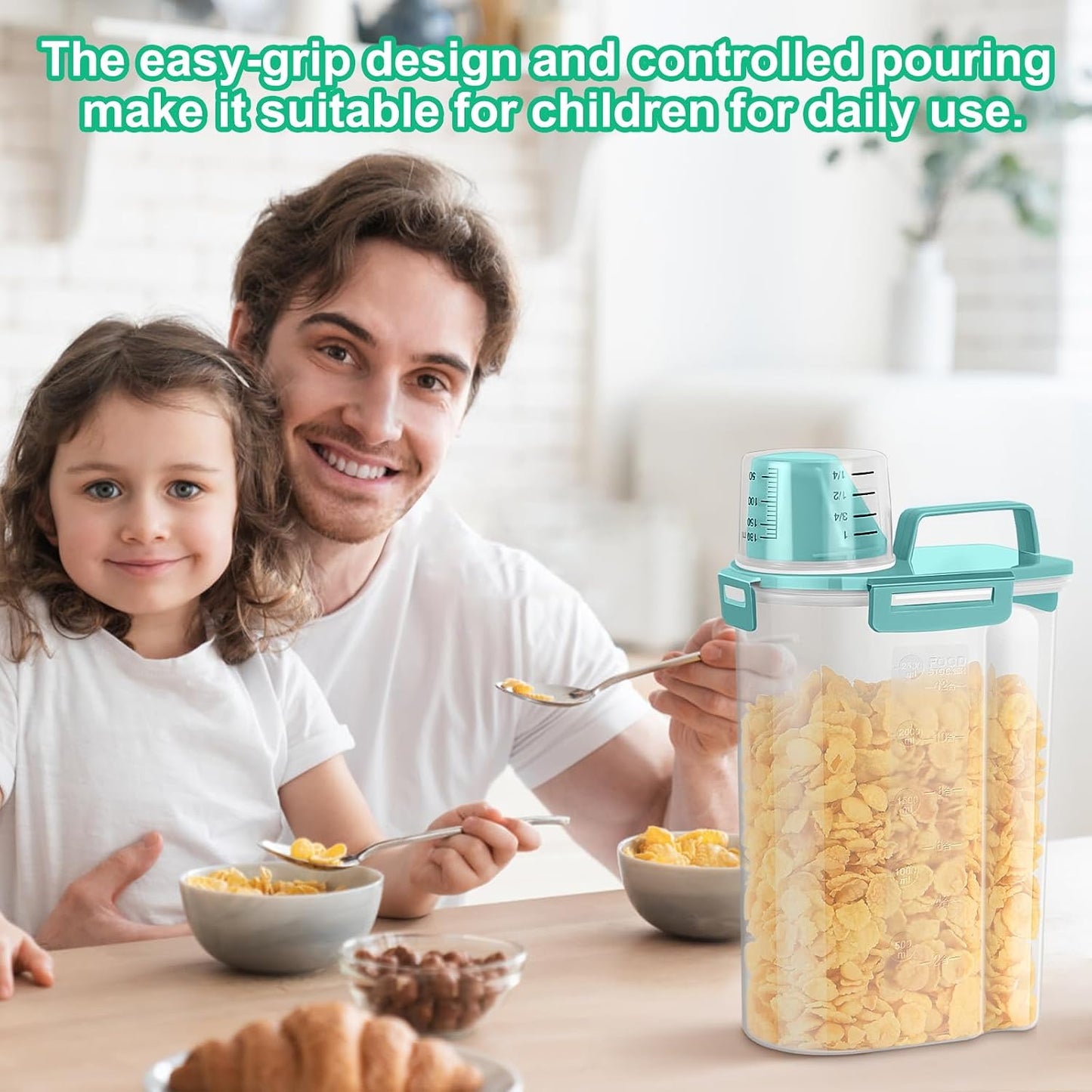 TBMax Rice Container 10 Lbs, Cereal Container Oatmeal Storage, Airtight Food Dispenser with Easy-pouring Spout & Handy Cup for Flour Grain Beans, Pet Dog Cat Bird Food Storage Container