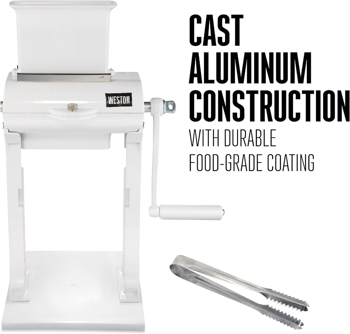 Weston Meat Tenderizer Tool & Heavy Duty Cuber, Quick and Easy Manual Operation For Cuts Up To 4.5” Wide x .75” Thick, Durable Aluminum Construction, Stainless Steel Blades, White (07-3101-W-A)