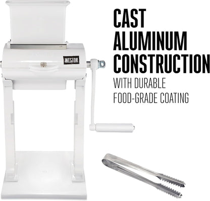 Weston Meat Tenderizer Tool & Heavy Duty Cuber, Quick and Easy Manual Operation For Cuts Up To 4.5” Wide x .75” Thick, Durable Aluminum Construction, Stainless Steel Blades, White (07-3101-W-A)