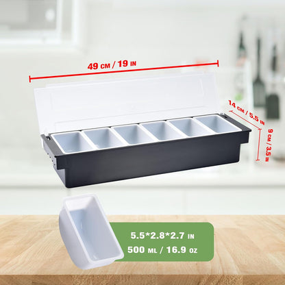 V·RESOURCING Ice Chilled Condiment Caddy,4 Containers(27oz) with Ice Chamber,Ice Cooled Condiment Serving Container with Lid for Salar Bar,Fruit,Veggie,Candy,Snack,Sauce