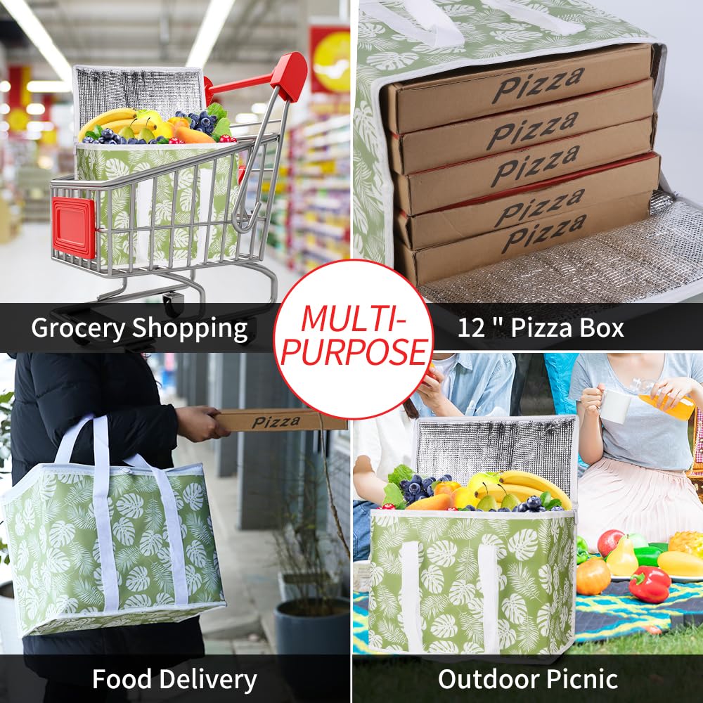 Insulated Food Delivery Bag, XXXL Insulated Reusable Grocery Cooler/Hot Bags, Tote Bag for Shopping/Travel/Doordash, Catering Bag Doordash 22x14x13, Black, 1-Pack