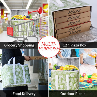 Insulated Food Delivery Bag, XXXL Insulated Reusable Grocery Cooler/Hot Bags, Tote Bag for Shopping/Travel/Doordash, Catering Bag Doordash 22x14x13, Black, 1-Pack