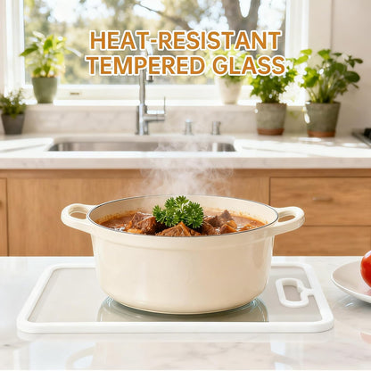 2Pcs White Glass Cutting Board for Kitchen, Tempered Glass Chopping Board with Non-Slip Edges, Dishwasher Safe Clear Cutting Board Set, Heat & Shatter Resistant,15"×11" & 13"×9"