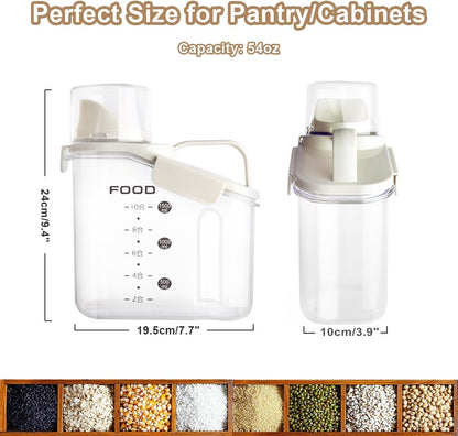LANGMINGDE 1 Piece Cereal Containers Storage, 2.8L/95oz Airtight Large Dry Food Storage Containers with Pouring Spout Measuring Cup for Snacks Grain Rice,BPA Free Dispenser Plastic Bin, 1PC