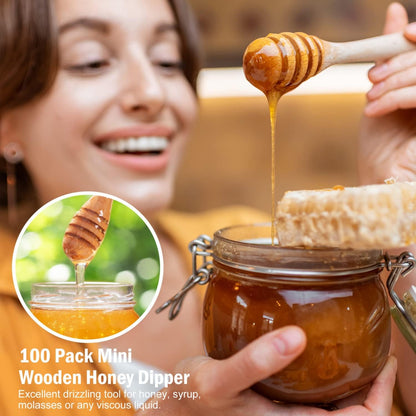 Wooden Honey Dipper Sticks, 3 Inch Honey Sticks Mini Honeycomb Sticks, Mini Honey Dipper Honey Stirrers for Honey Jar Dispense Drizzle Honey and Wedding Party Favors Gift