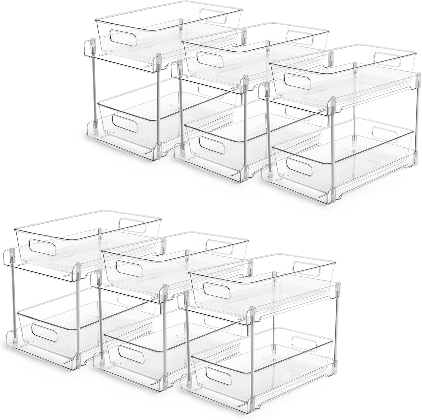 Vtopmart 4 Pack Bathroom Under Sink Organizers Organizer, 2 Tier Clear Pull-Out Organization (S-Standard)