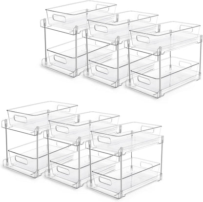 Vtopmart 4 Pack Bathroom Under Sink Organizers Organizer, 2 Tier Clear Pull-Out Organization (S-Standard)