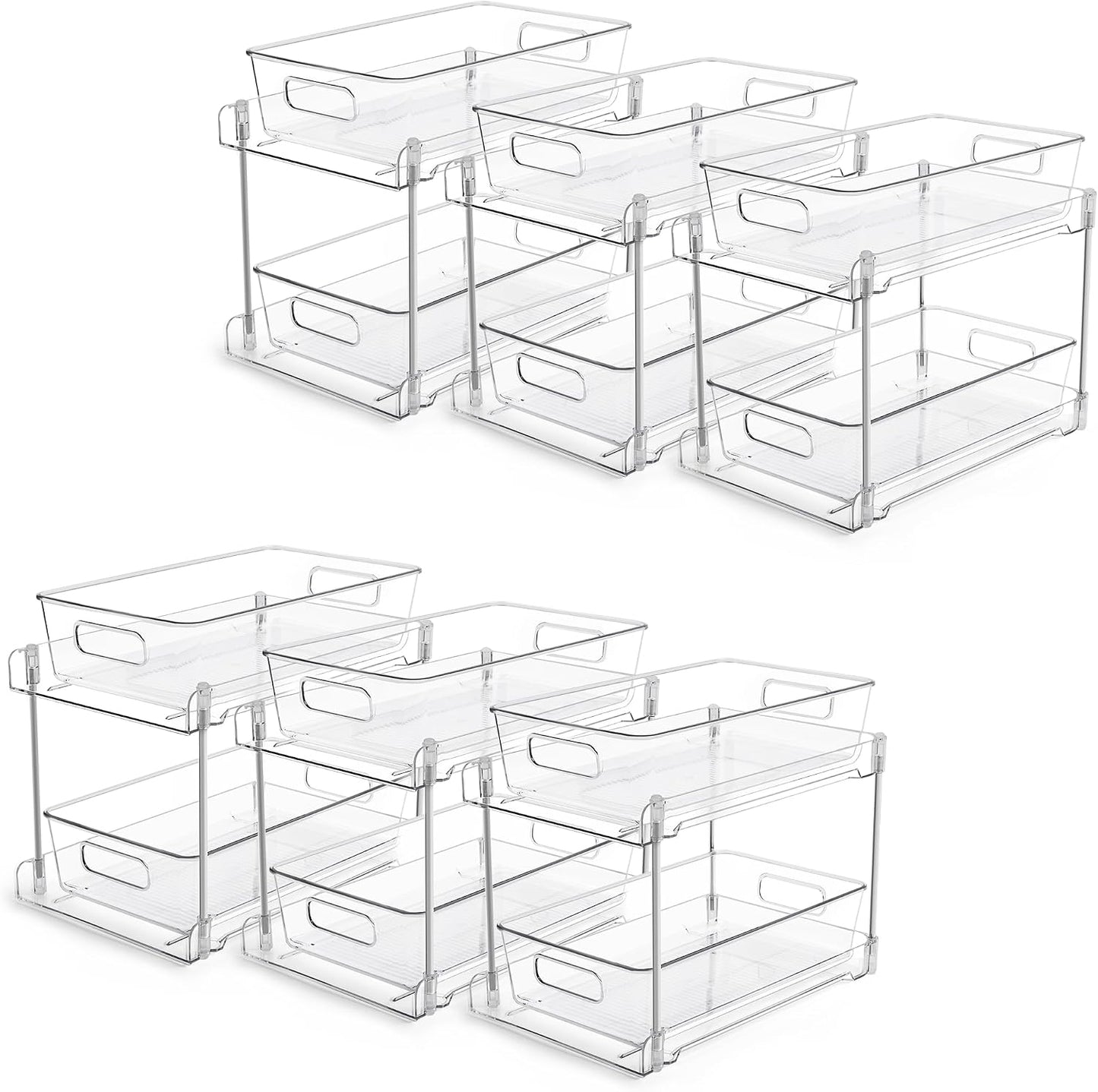Vtopmart 4 Pack Bathroom Under Sink Organizers Organizer, 2 Tier Clear Pull-Out Organization (S-Standard)