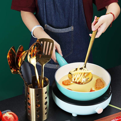 Gold Ladle, Berglander Stainless Steel Kitchen Ladle With Titainium Gold Plating, Soup Ladle, Cooking Ladle, Metal Soup Spoon For Cooking, Dishwasher Safe, Easy to Clean