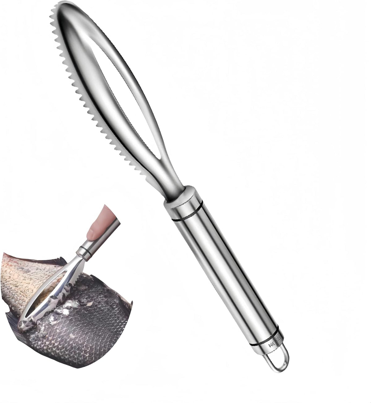 Fish Scale Remover,304 Stainless Steel Fish Scaler Easy Use Fish Descaler Tool,Fish Scaler Remover Lung Remover for Family Kitchen,Easy to Clean Kitchen Tool(9.65 * 1.26in)-SATONBEYI