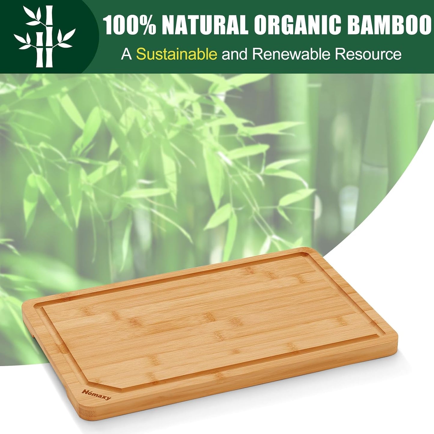 Homaxy Extra Large Bamboo Cutting Boards for Kitchen, 18x12.5" Wood XL Cutting Board with Juice Groove, Butcher Block Wooden Chopping Board for Kitchen, Meat, Cheese, Fruit & Vegetables - Pre Oiled