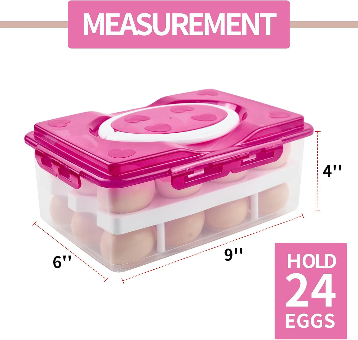 2 Tiers Egg Container Deviled Egg Carrier Eggs Holder with Handle Fridge Freezer Storage by DELIFUR (Green)