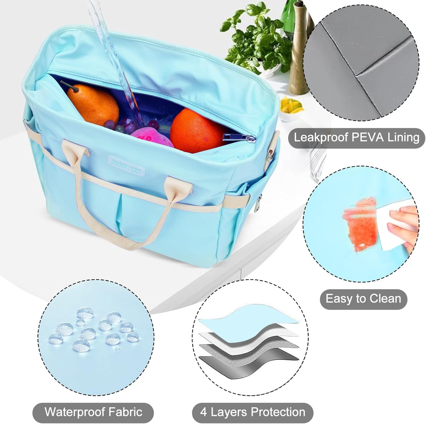 MAXTOP Lunch Bag Women for Work Insulated Thermal Lunch Box for Men with Wide-Open Pocket Reusable Leakproof Cooler Bags with Removable Shoulder Strap for Teacher Nurse Office Picnic Travel Black