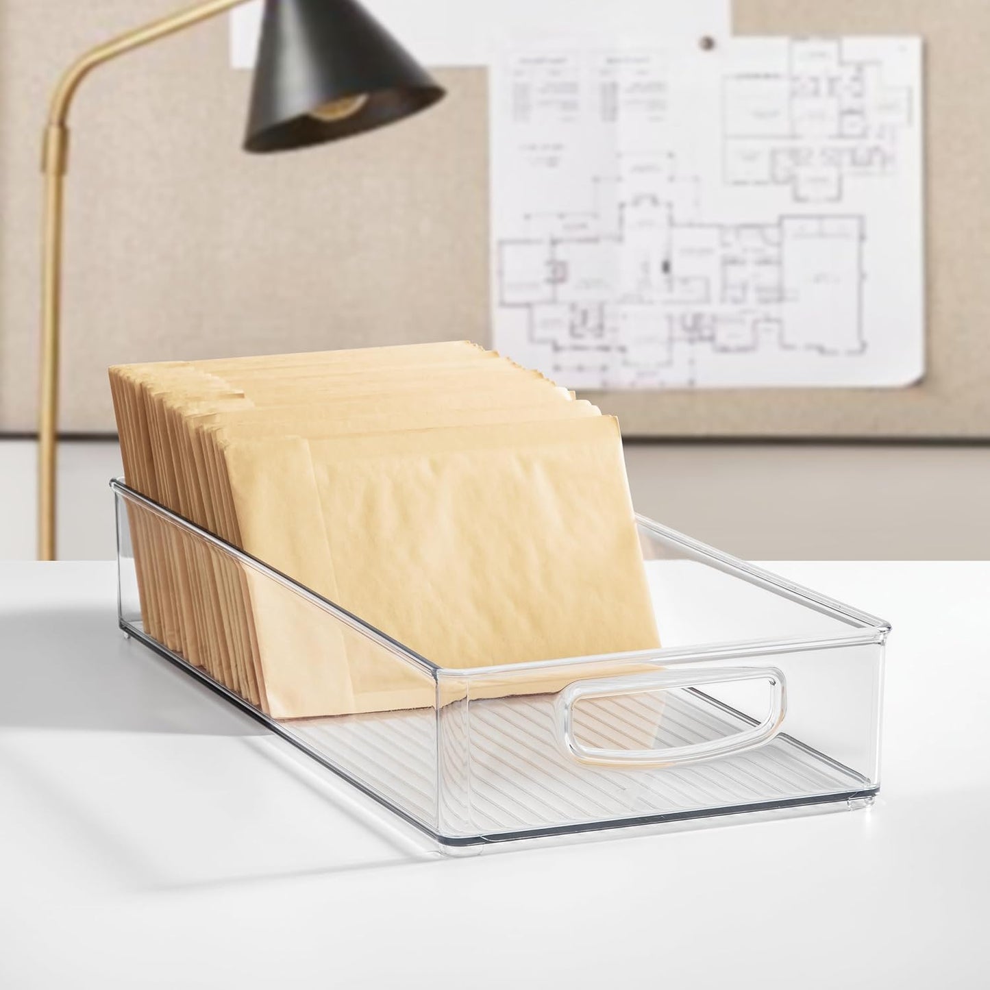 iDesign Slim Extra Long Clear Storage Bin, Narrow Stackable Organizer for Kitchen or Pantry