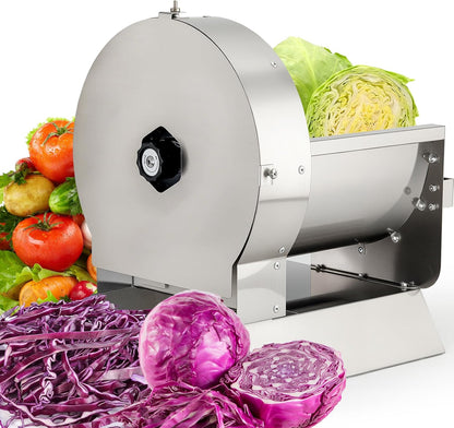 2-in-1 110V Electric Vegetable and Fruit Slicer, Adjustable Thickness 0.04-0.4", Commercial Stainless Steel Cutter for Cabbage, Tomatoes, Lemons