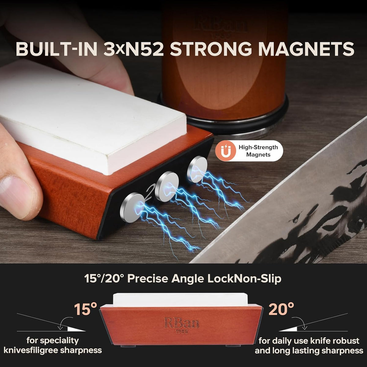 rolling knife sharpener Kitchen Knife Sharpener with N52 Strong Magnetic