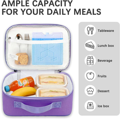 FlowFly Kids Lunch box Insulated Soft Bag Mini Cooler Back to School Thermal Meal Tote Kit for Girls, Boys, Astronaut - Colors B