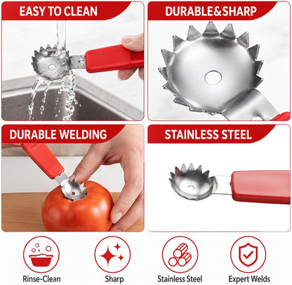 JJUNW 5 Pcs Tomato Corer Tool, Stainless Steel Strawberry Huller Tool