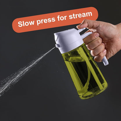 CXINYI - 16oz/470ml Olive Oil Dispenser for Kitchen with Stickers - 2 in 1 Olive Oil Sprayer for Cooking, Air Fryer, and Salad, Black&Green (Light-Proof Kitchen Gadget)