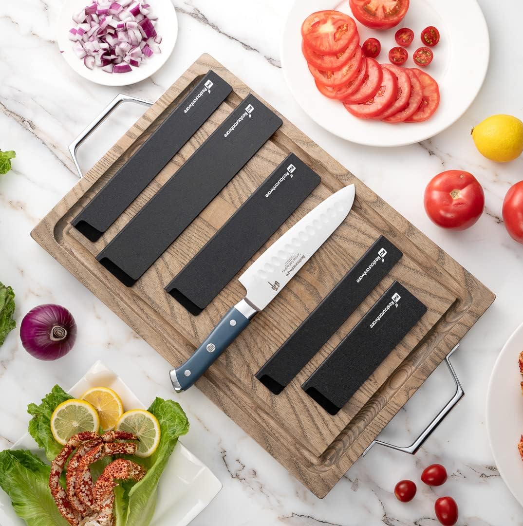 Restaurantware-Sensei 8.5 x 2 Inch Knife Sleeve, 1 Knife Protector - Fits Santoku and Chef's Knife, Felt Lining, Black Plastic Knife Blade Guard, Durable, Cut-Proof